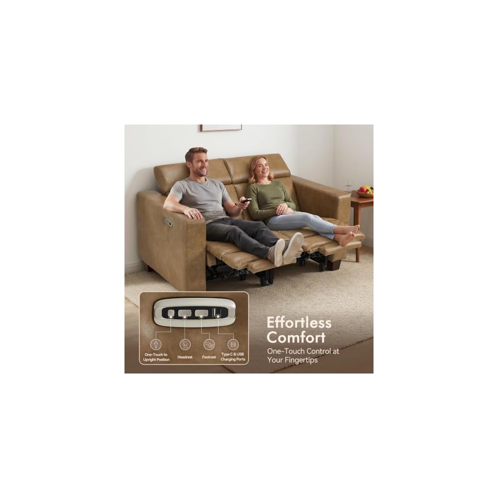 MCombo Zero Wall Hugger Power Loveseat Recliner Sofa, HL198M1 (Ginger)