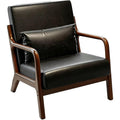 Mid Century Modern PU Chair Wide Curved Armchair Lounge Accent Chair