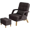 Bedroom Sofa Chair,Soft Cushion and Ottoman,Modern Armchair with Pillow Recliner Chair,Living Room Side Chair with Lounge Seat and Wood Legs,Upholstered Relaxing Chair (Color : Brown)