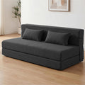 SUYOLS Convertible Folding Sofa Bed - Chair Bed Sleeper with Pillow, Modern Linen Fabric Fold Out & Futon Couch, Foldable Mattress for Living Room/Dorm/Guest Use/Home Office, Queen Size, Dark Gray