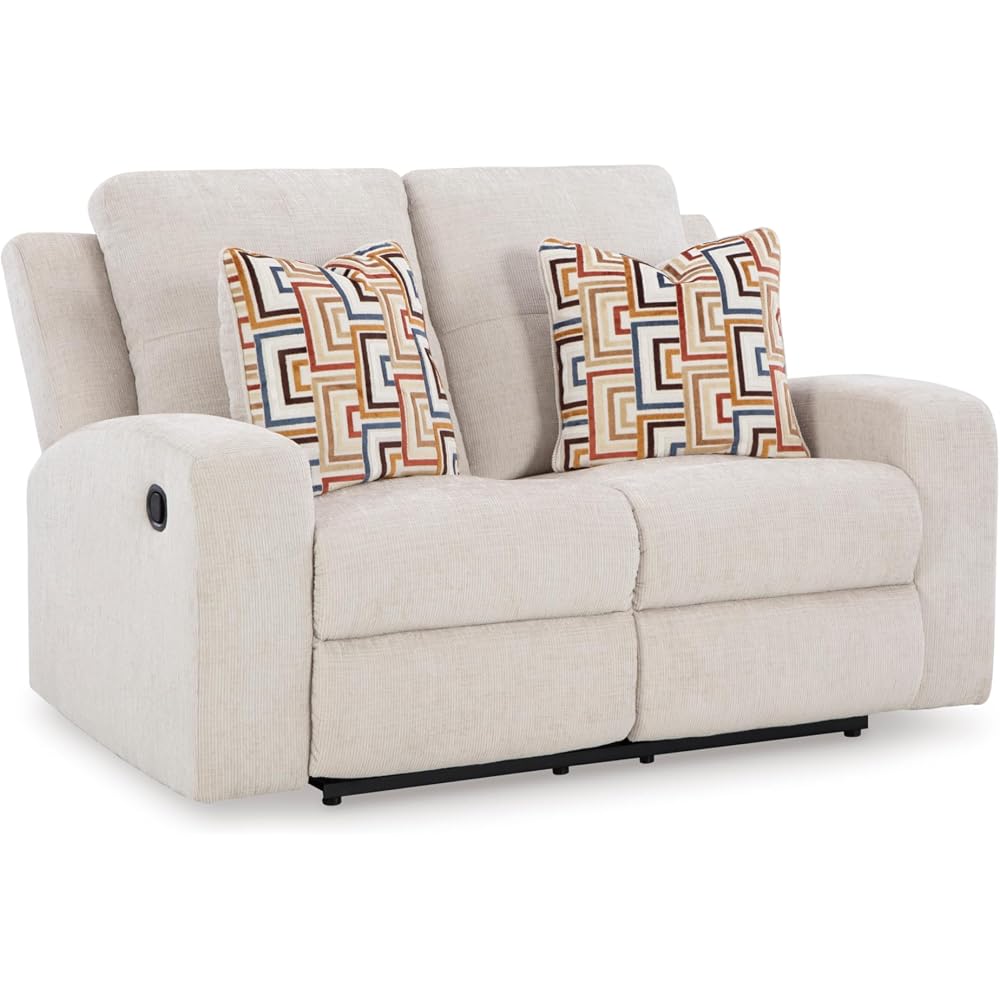 Signature Design by Ashley Danum Reclining Loveseat, Stone Chenille, 64 in