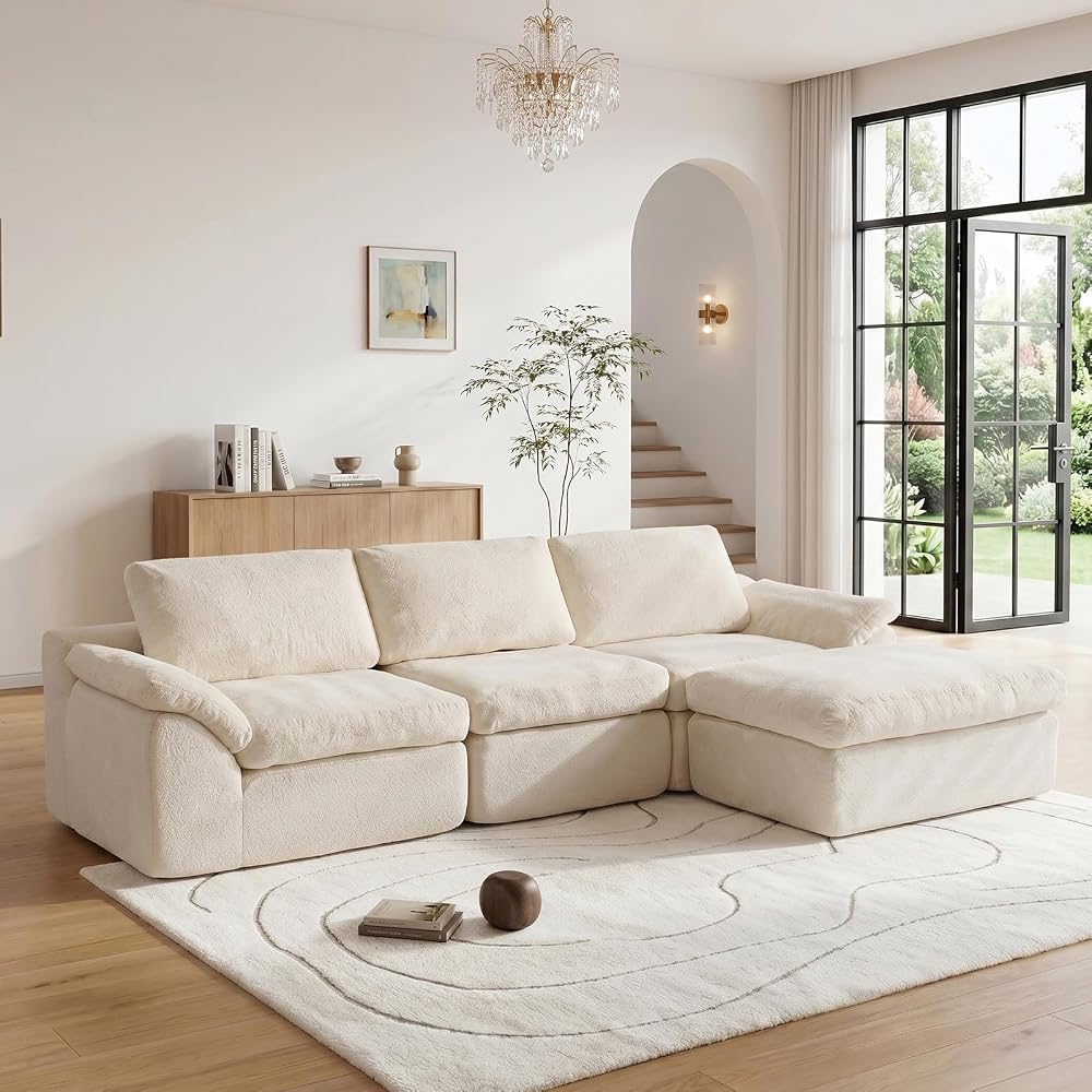 Cloud Sectional Couches,L Shaped Boneless Sofa for Living Room