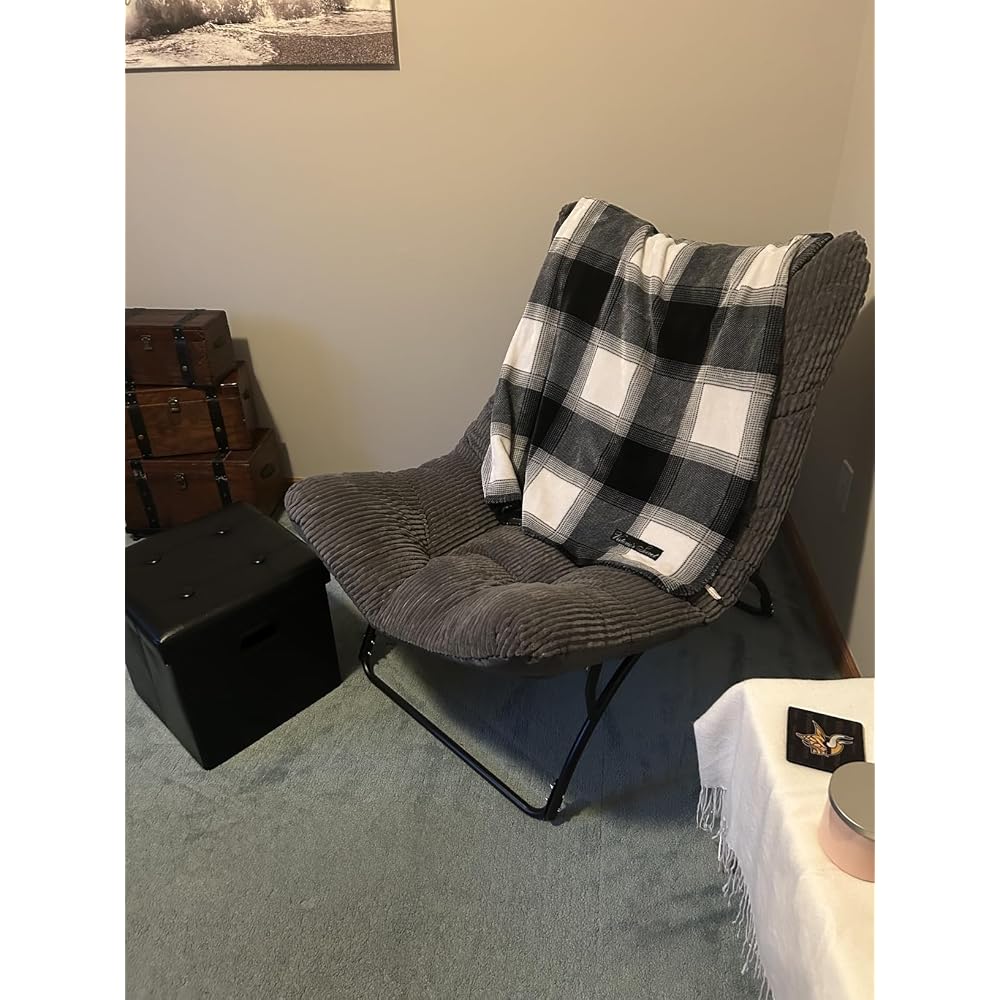 Welnow Accent Lounge Lazy Chair, Comfy Soft Reading Chair, Dark Green
