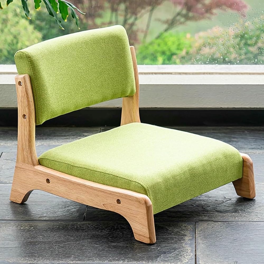 Floor Meditation Chair with Back Support - Solid Wood Style for Living Room, Bedroom, Bay Window - Comfortable Seating for Mindfulness and Relaxation
