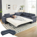 6-Seater L-Shaped Sectional Sleeper Sofa King Size, Pull Out Couch, Grey