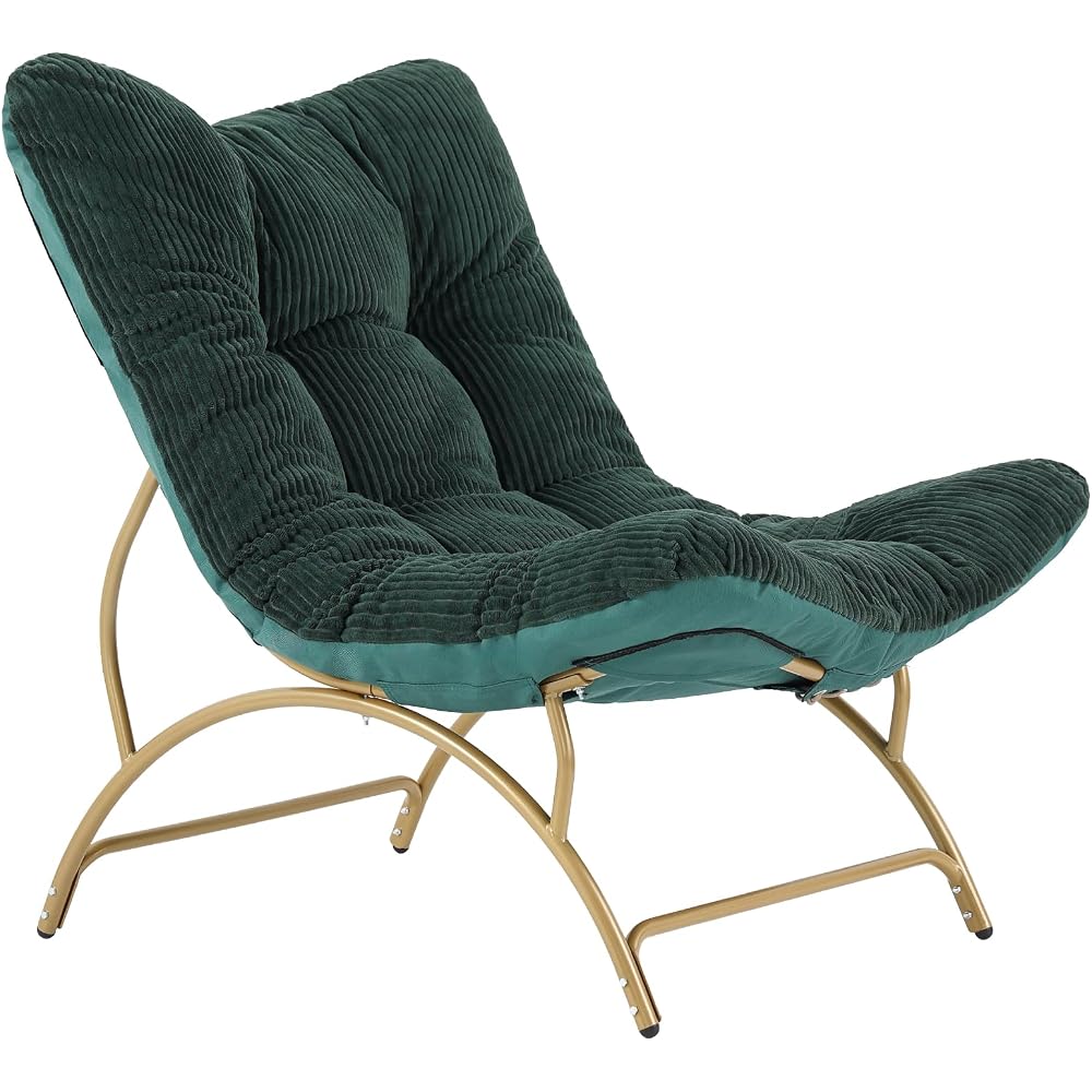 Welnow Accent Lounge Lazy Chair, Comfy Soft Reading Chair, Dark Green