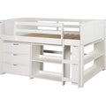 Donco Kids Louver Panel Twin Modular Low Loft Bed in White Finish - Combo Set B
