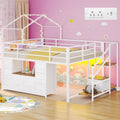 BYSAUD Low Loft Bed Full with 9 Drawers, 2 Shelves, Stairs & LED Lights