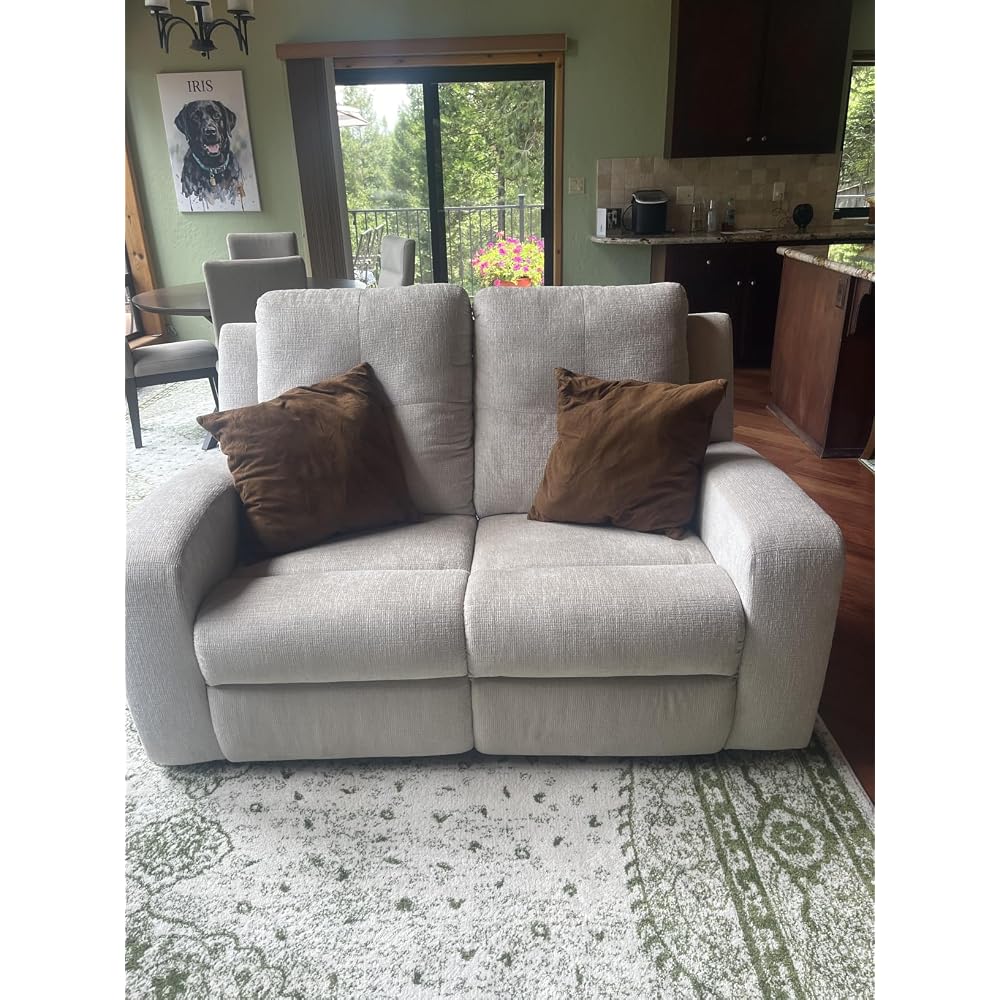 Signature Design by Ashley Danum Reclining Loveseat, Stone Chenille, 64 in