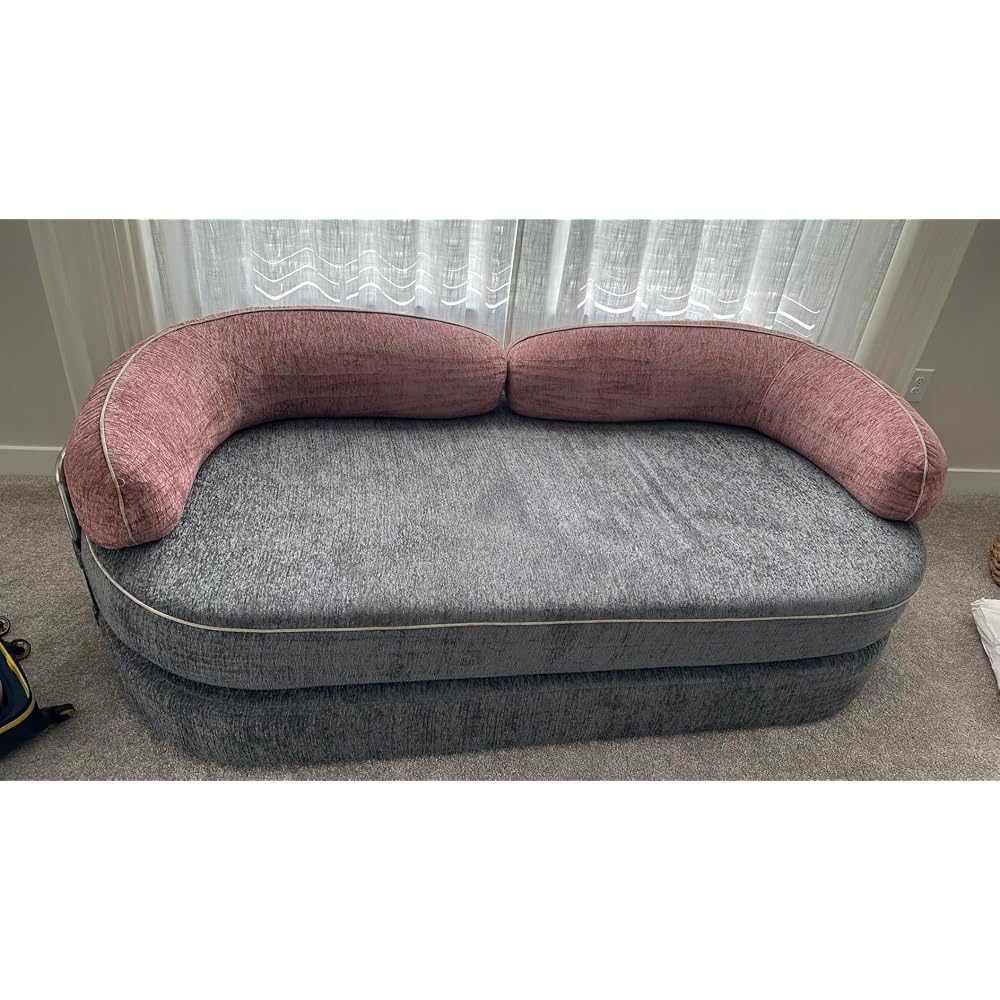4-in-1 Folding Convertible Sofa Bed, 78 Inch Compression Oversized Corduroy Upholstered Boneless Couch with Fixed-Shape Frame, Loveseat Sleeper with Pull Out Bed, Modular Futon Couch,Beige