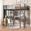 Shintenchi Loft Bed Full Size with Desk and Storage Shelves, Frame with 2 Side Ladders for Kids, Teens Adults, Spcace-Saving Noise-Free and Anti-tilt Design, Black