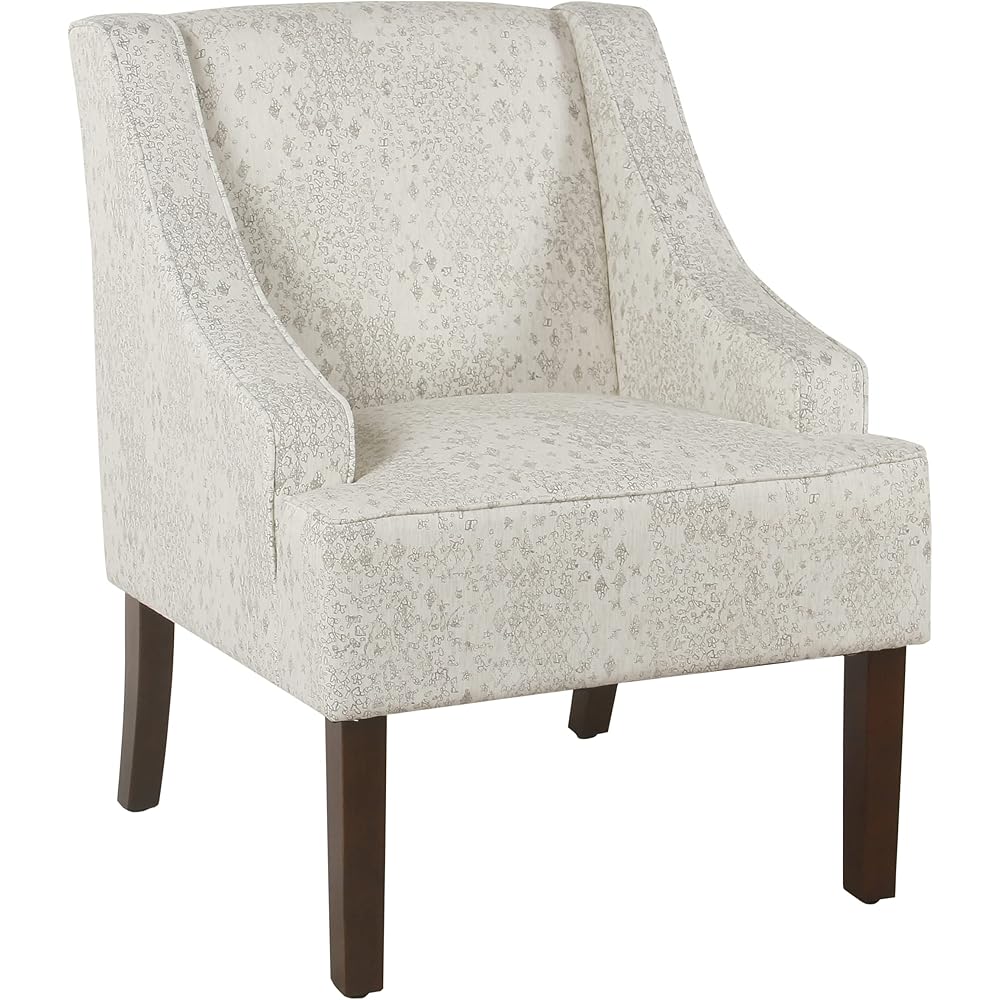HomePop Classic Swoop Arm Accent Chair - Cream & Gray Vintage Stencil