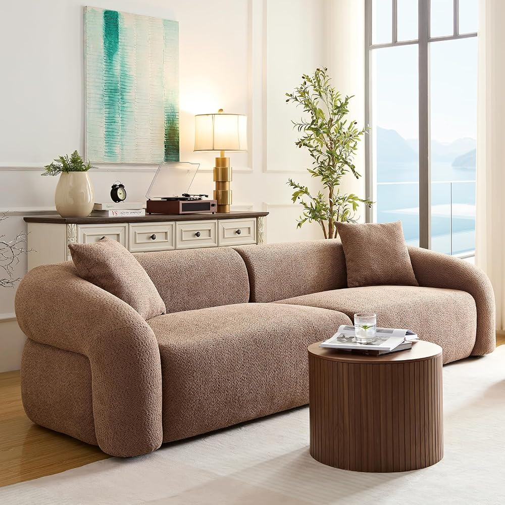 HAMORE 103.5" Modern Sectional Sofa Couch,Modular Curved Sofa,Durable Fabric Upholstery,Solid Wood Frame,Comfortable High-Density Sponge,Perfect for Living Room,Apartment and Family Spaces,Camel