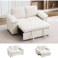 60" Modular Sectional Loveseat Couch with Pull Out Bed, Modern 2 Seater Sleeper Convertible Sofa Bed, Chenille Sectional Love seat Couches for Living Room, Bedroom, Office, Small Apartment，Beige
