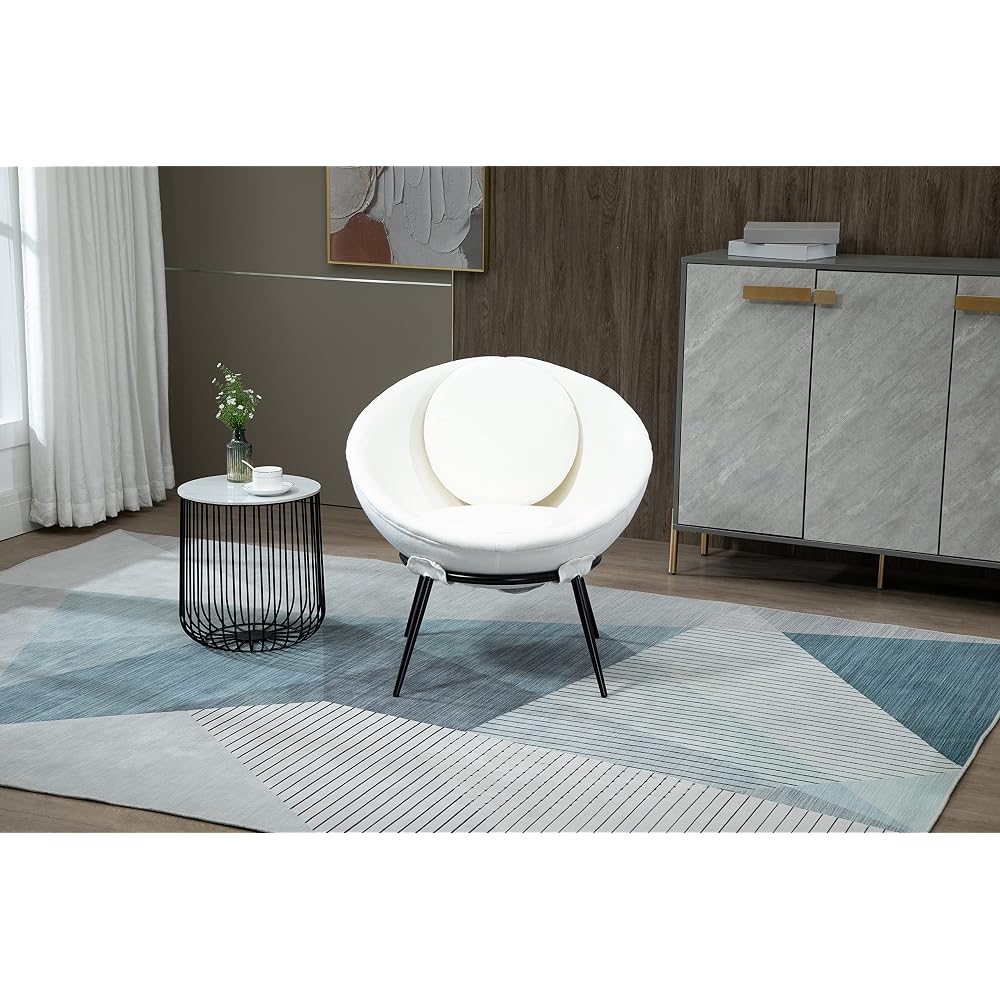 Creative Co-Op Mid Century Upholstered Cup Chair, White