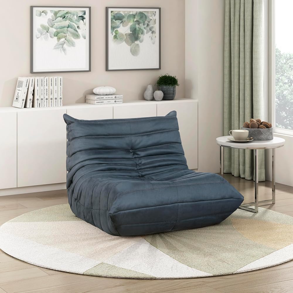 Lexicon Velvet Bean Bag Chair for Adults, High Resilience Foam, Charcoal
