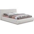 Meridian Furniture NashCream-K Nash Collection Modern | Contemporary Boucle Fabric Upholstered King Bed with Rich Cream Boucle Fabric and Deep Channel Tufting, 89" W x 91" D x 38" H, Cream, King