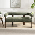 Christopher Knight Home Celen Modern Boucle Fabric Upholstered Loveseat with Round Armrest and Rubberwood Frame, Comfy Living Room 2-Seater Sofa, Space-Saving Couch for Hotel/Apartment, Green+Brown
